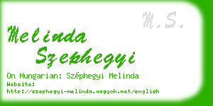 melinda szephegyi business card